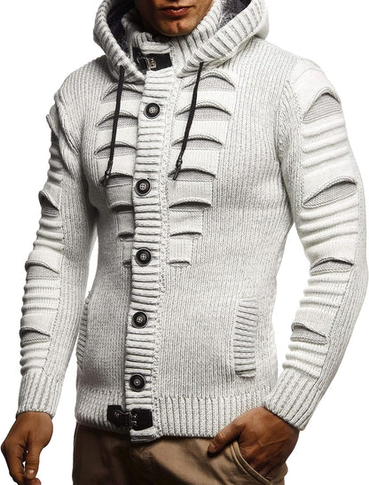 Leif Nelson Men's Stylish Knit Sweater With Buttons