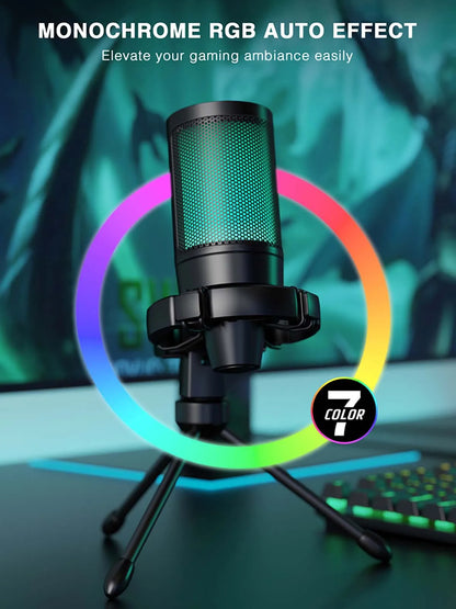 AmpliGame by FIFINE RGB USB Light-Up Gaming Microphone