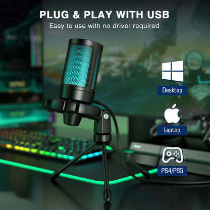 AmpliGame by FIFINE RGB USB Light-Up Gaming Microphone