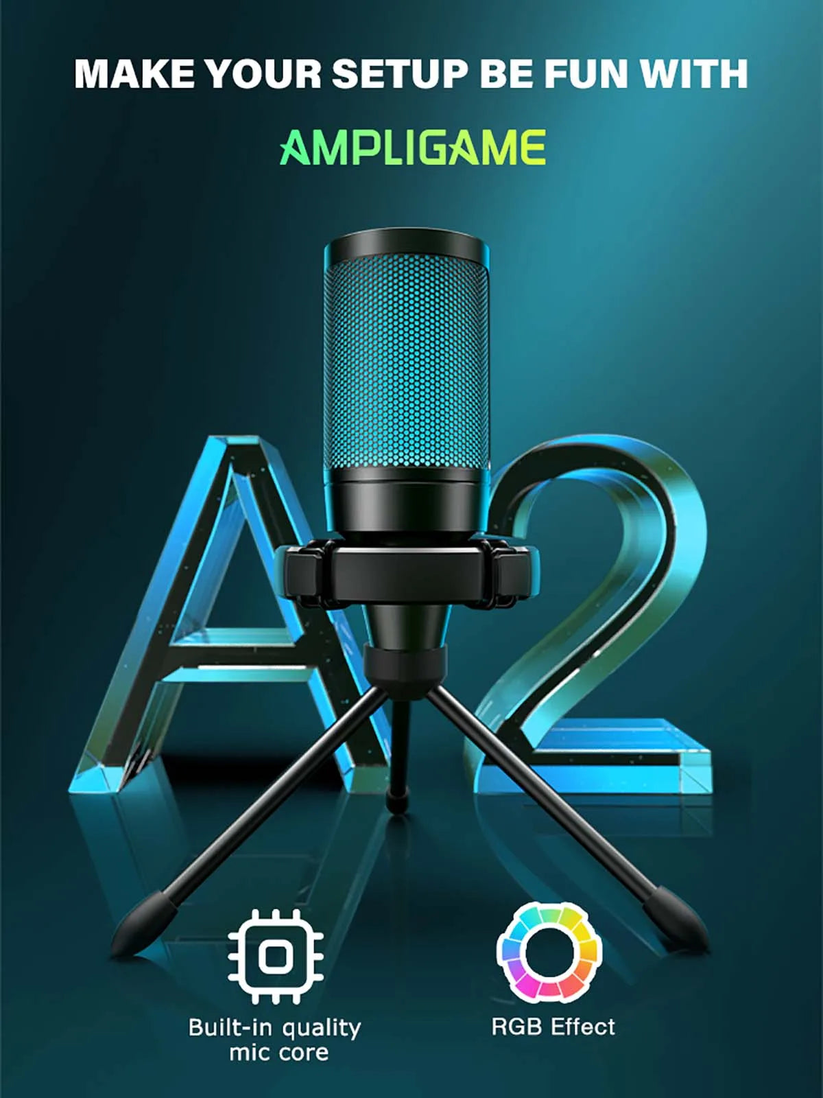 AmpliGame by FIFINE RGB USB Light-Up Gaming Microphone