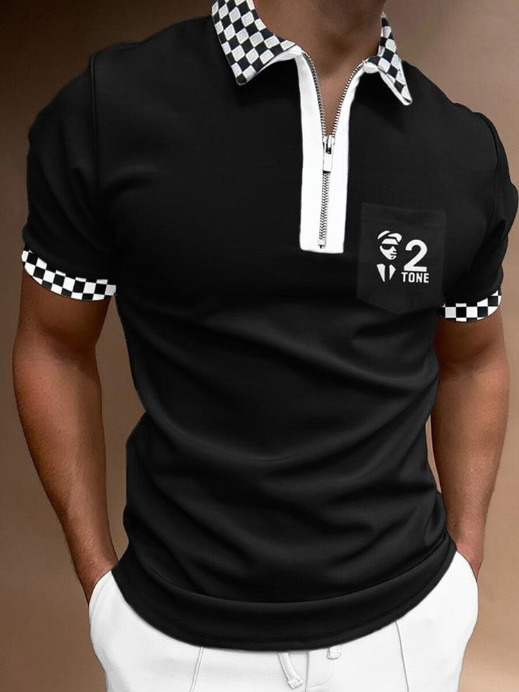 Men's POLO Striped Short Sleeve Lapel T-Shirt