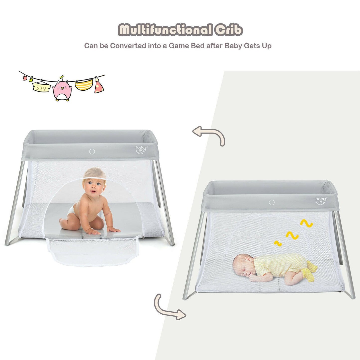 Lightweight Folding Playpen with Zipper Access Door